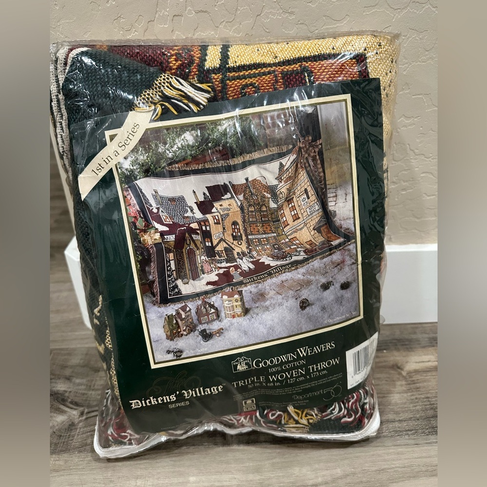 Vintage Department 56 Dickens’ Village Triple Woven Throw Blanket 1st in Series